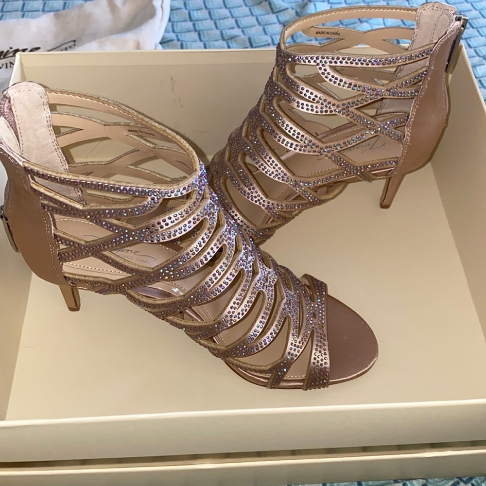 Beige, Shiny High Heels